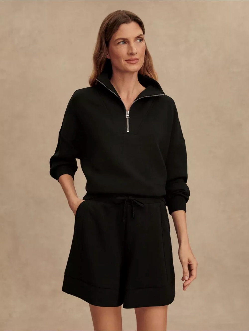 Varley DoubleSoft Hawley black 1/2 zip Sweatshirt size Small Athleisure Workout